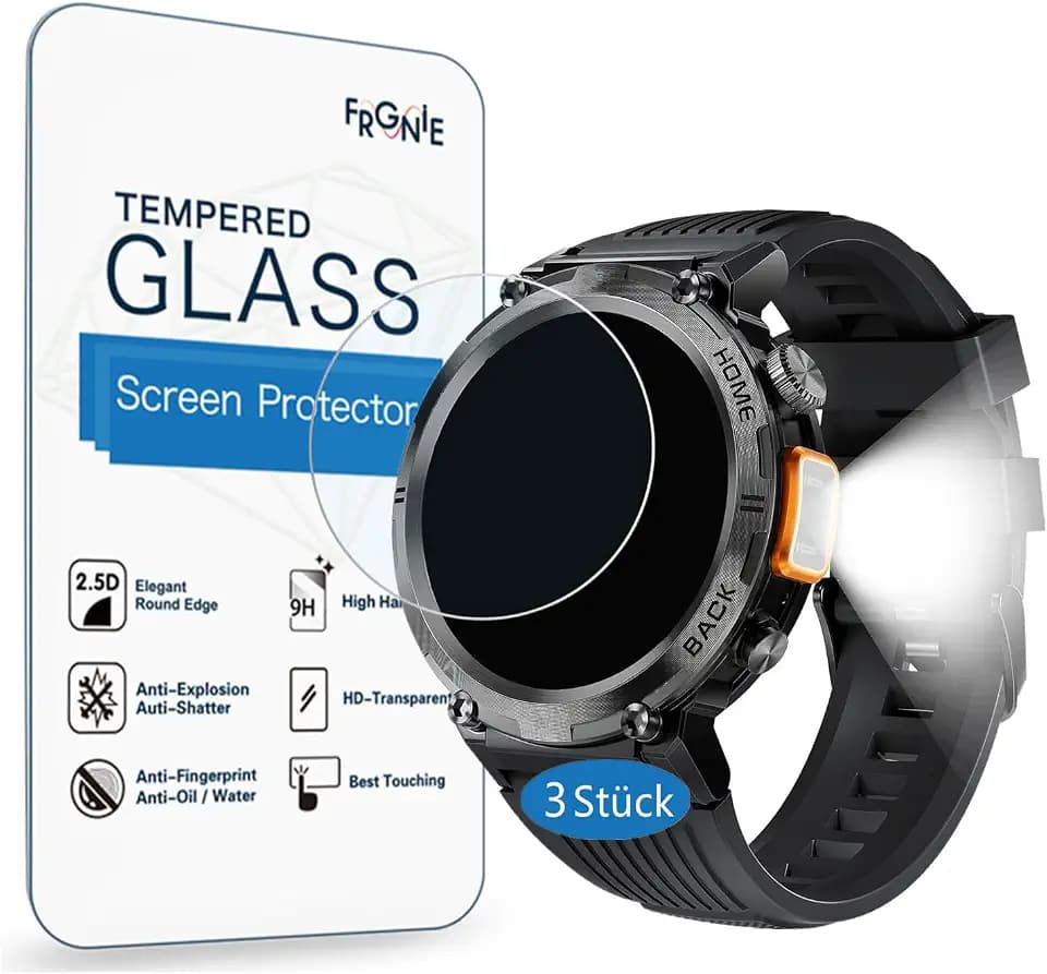 Displayschutzfolie Kompatibel für Blackview W50 Pro Smartwatch (3 Stück) Gehärtetes Glas Schutzfolie Kompatibel für IOWODO Smartwatch 1,45"
