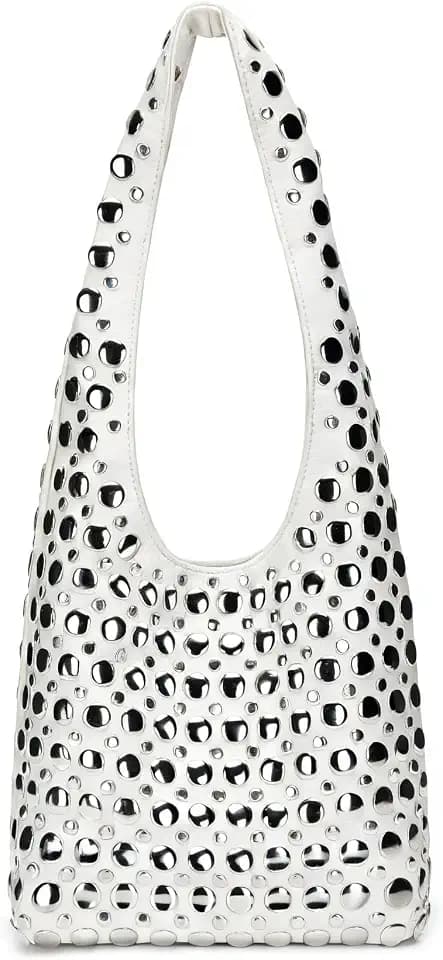 Studded Hobo Bag Y2k Rivets Bucket Purse for Women