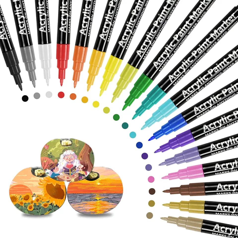 Relota 18 Farben Acrylstifte für Steine Wasserfest, Permanent Marker Set, Schnelltrocknend Stifte Steine Bemalen, Acryl Stifte, Acrylmarker für Kunststoff, Glas, Holz, Keramik, Metall, Leinwand, DIY