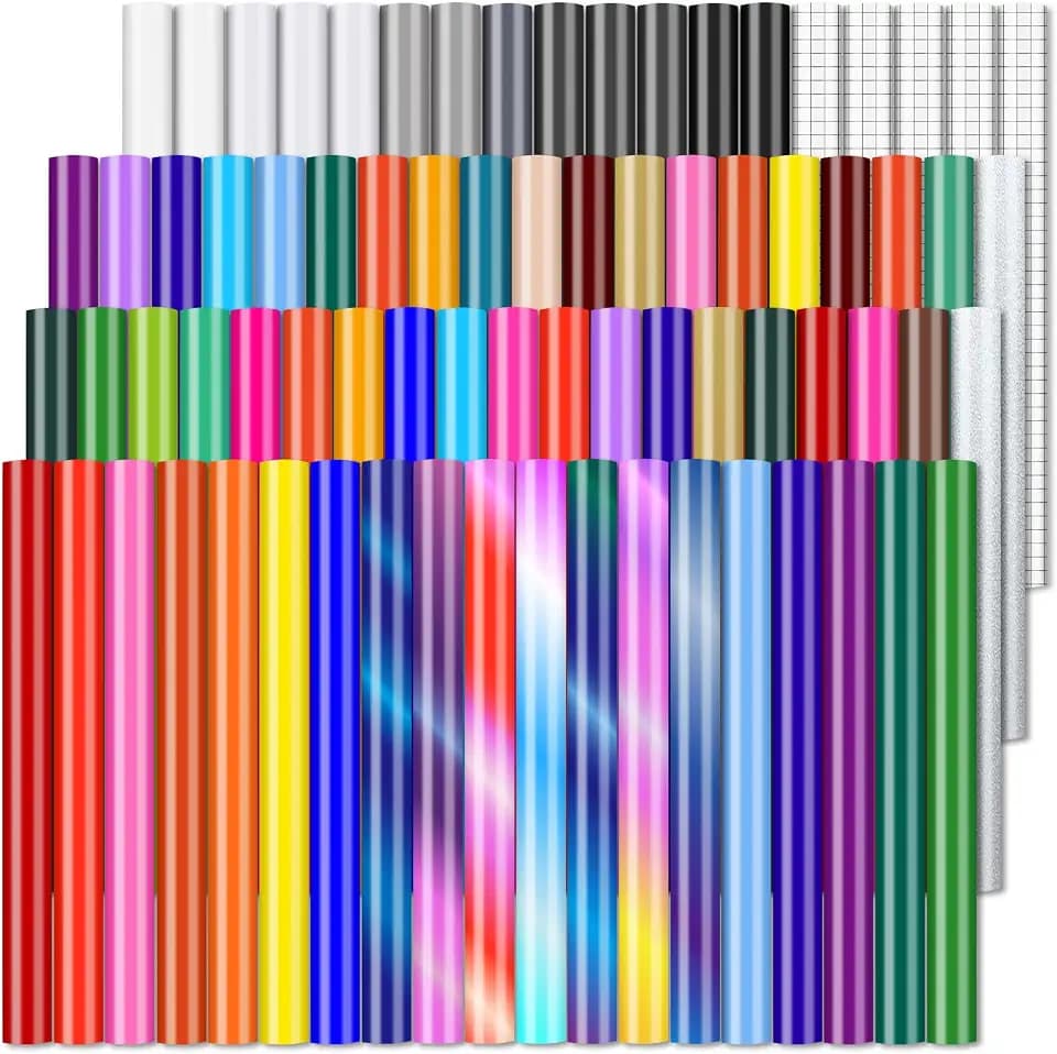 Sooez Permanent Vinyl 75Pack 12"x12" Adhesive Vinyl Sheets Assorted Colors