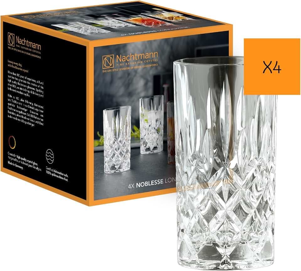 Nachtmann 4-teiliges Longdrinkgläser Set, 395 ml, Noblesse, 89208, Cocktailgläser aus Kristallglas, Trinkgläser spülmaschinenfest