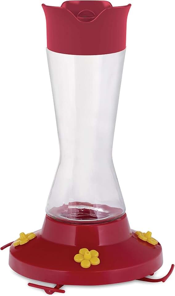 Perky-Pet 210PB Pinch-Waist Glass Hummingbird Feeder with Perches, Built-in Ant Moat and Bee Guards - Outdoor Garden Decor, Unique Gifts