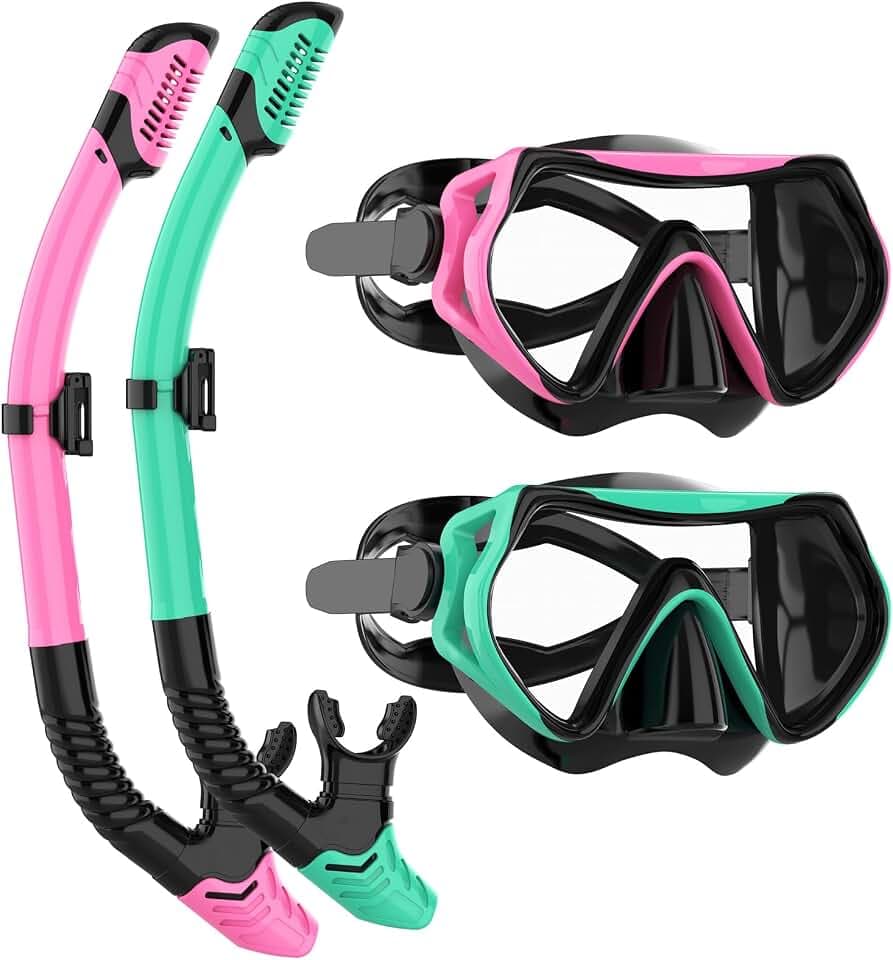 JRing Schnorchelset Erwachsene, Taucherbrille und Dry Schnorcheln Set Anti-Leck & Anti-Fog Schwimmbrille Schnorchelmaske Tauchmaske für Herren und Damen