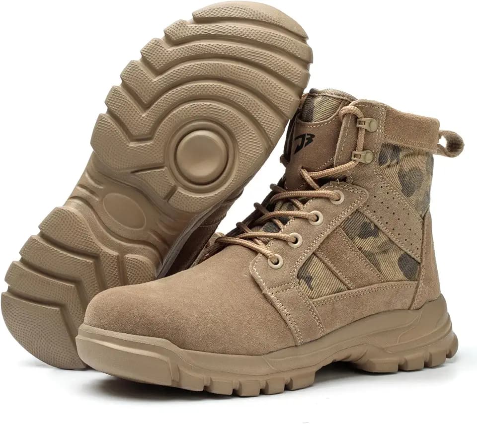 USOR Sicherheitsstiefel Sicherheitsschuhe Stahlkappe Schuhe für Herren Damen Sicherheitsschuhe Stahlkappe Turnschuhe Arbeitsstiefel Sneaker Leicht Atmungsaktiv Industriekonstruktion, khaki, 45/46 EU