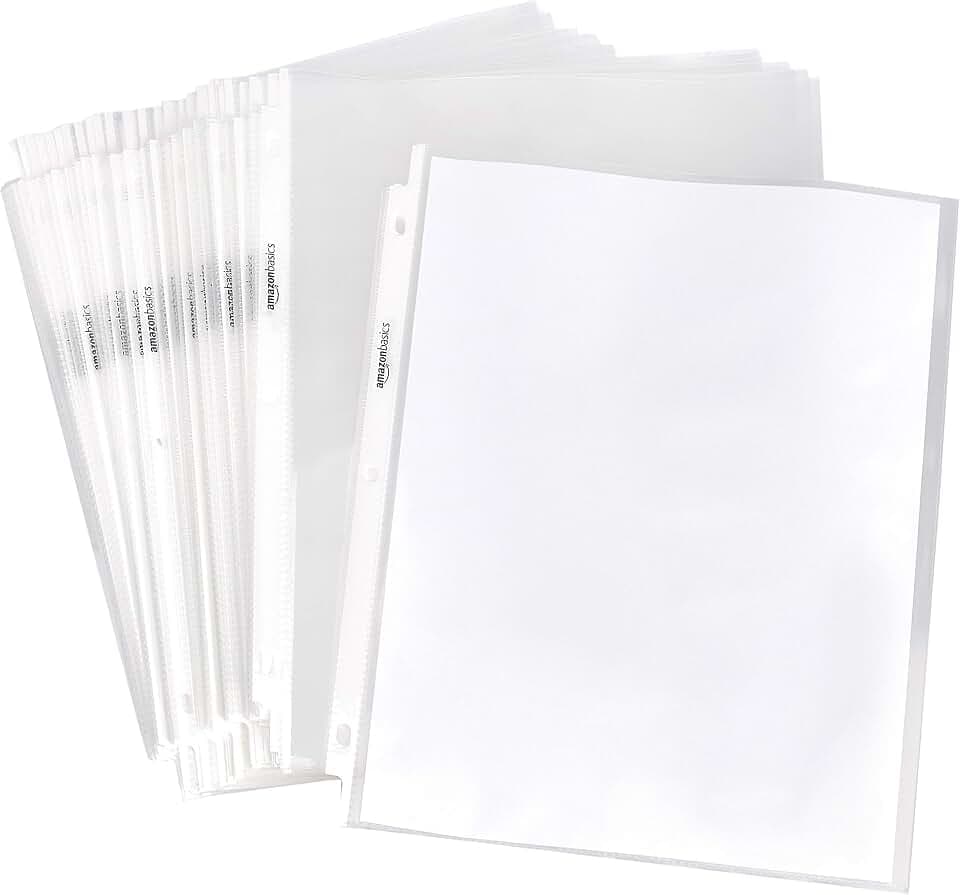 Amazon Basics Heavy Duty Sheet Protectors for 3 Ring Binder, Top Loading, Clear Plastic, 8.5 x 11 inch, 500-Pack