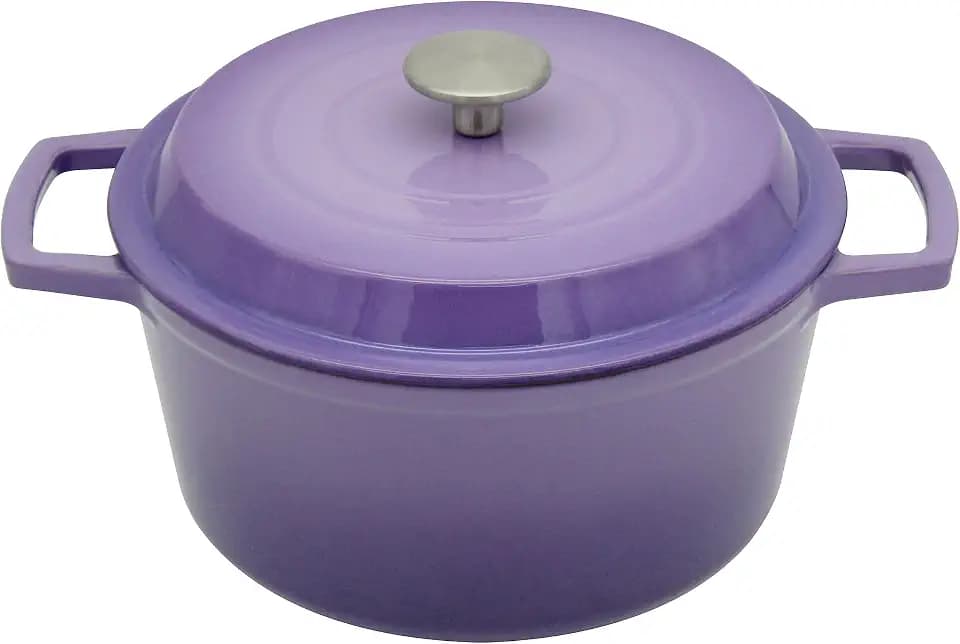 4.2 Quart Cast Iron Dutch Oven with Lid - Enameled Non-Stick Interior, Oven Safe to 500°F, Multi-Stovetop Compatible – Violet