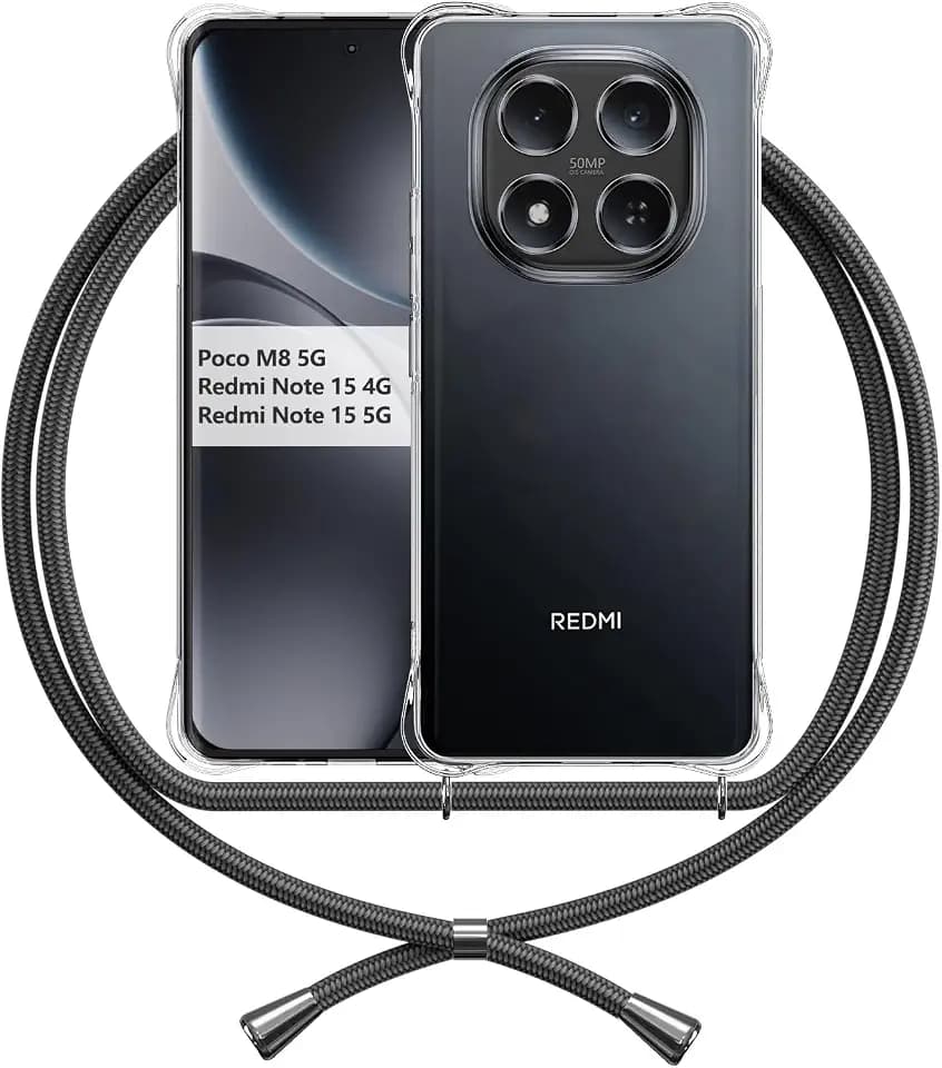 Handykette Hülle Kompatibel mit Xiaomi Redmi Note 15 4G Poco M8 5G, Schwarz