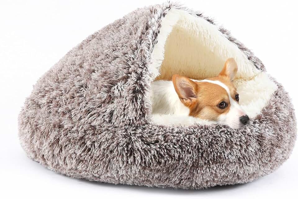 Hooded Donut Dog Bed, Self-Warming Cat Cave for Puppies & Kittens​