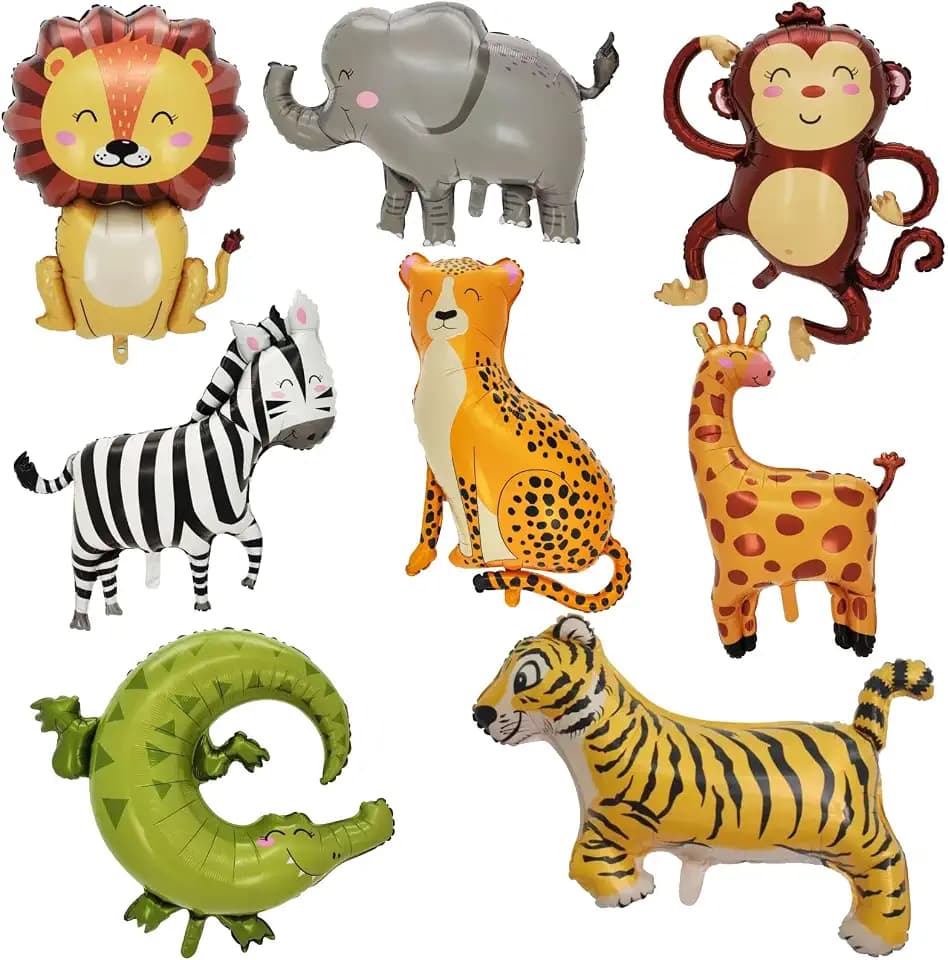 Large Safari Balloons,8 PCS 34-40 Inch Animal Balloons,Jungle Balloons