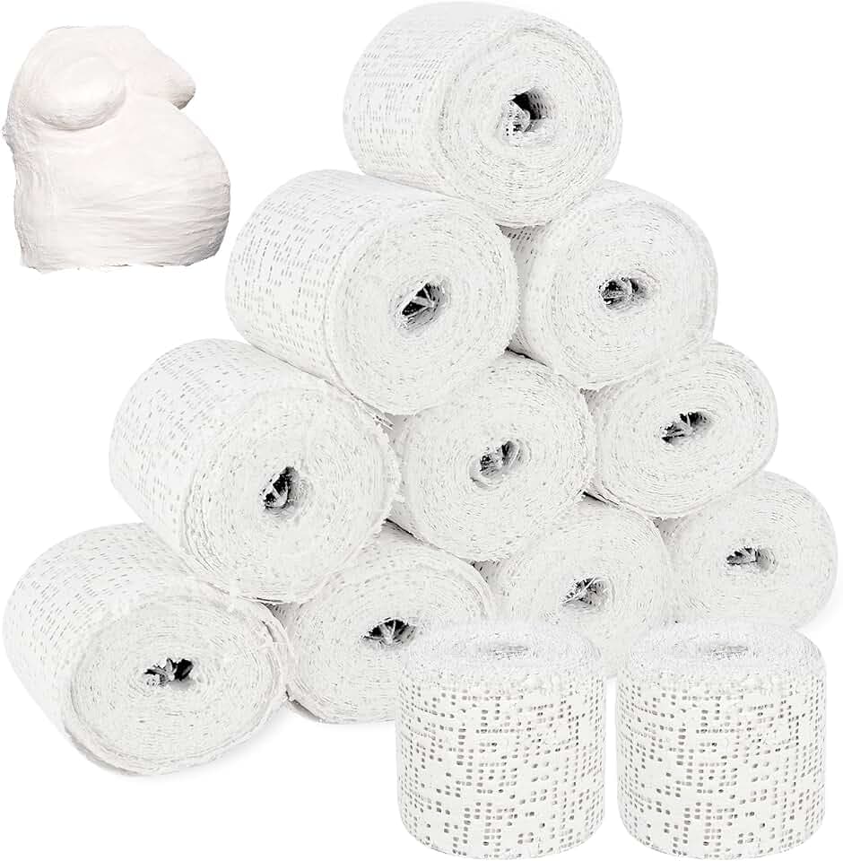Mineup 12er Babybauch Gipsabdruck, 5cm x 3m Babybauch Gipsbinden, Gipsbinden Set, Verband Gipsabdruck, Gips Abdruck Binden, Gipsbinde Rolle, Schnelltrocknend Gipsverband Paris zum Basteln Modellbau