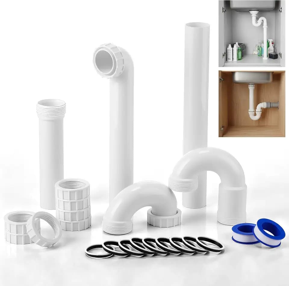 Saillong Garbage Disposal Installation Kit Complete Kitchen Sink Drain Pipe Kit for Double Bowl Sink, 1-1/2" Plumbing, Simple Install, Leak Proof (Set B)