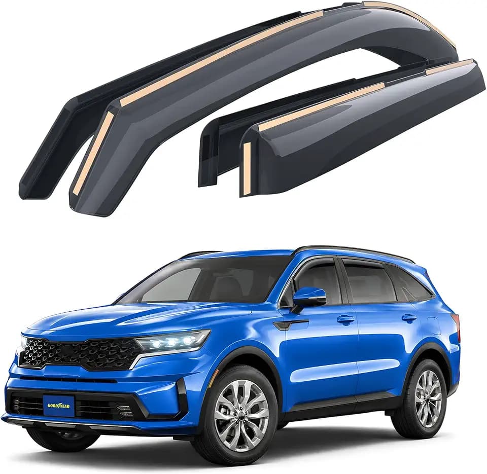 Goodyear Shatterproof in-Channel Window Deflectors for Kia Sorento 2021-2026, Rain Guards, Window Visors for Cars, Vent Deflector, Car Accessories, 4 pcs. - GY008439