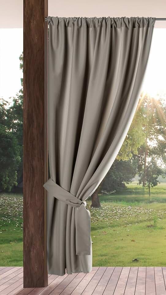 Eurofirany Garden Outdoor Vorhang mit Tunnelzug, 1 Stück, Blickdicht & Wetterfest, UV-Schutz, für Balkon Terrasse Pergola Pavillon, H200 x B155 cm, Cappuccino
