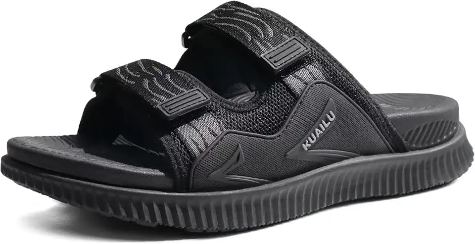 KuaiLu Mens Orthotic Sandals Arch Support Cushion Recovery Walking Slides
