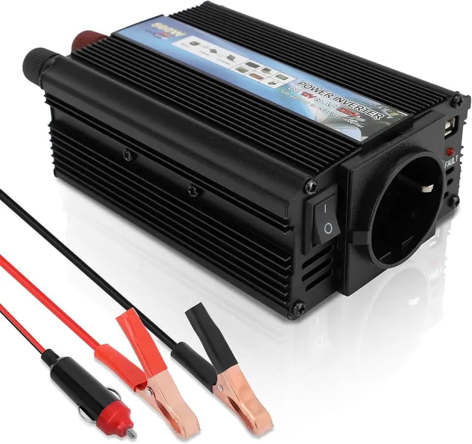 500W Wechselrichter DC 12V auf 220-230V Spannungswandler Auto Steckdose Stromwandler, Adapter Zigarettenanzünder Steckdose Auto Ladegerät, Laden Sie Ihr Laptop, Phone, Tablet Und Mehr