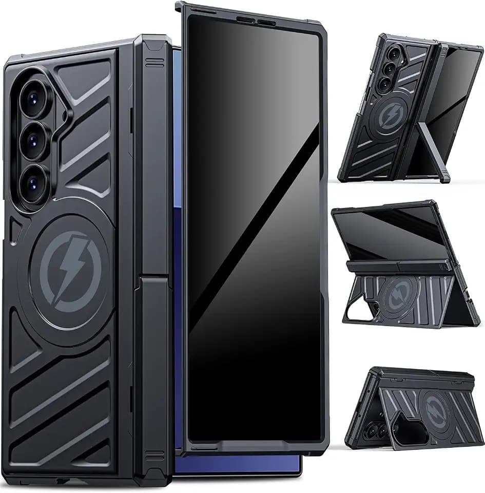Magnetic for Galaxy Z-Fold-7 Case: Heavy Duty Armor Case[Compatible with MagSafe][Privacy Screen Protector][Hinge Protection][Dual Kickstand] Shockproof TPU+PC Cover for Samsung zfold 7 5G 2025