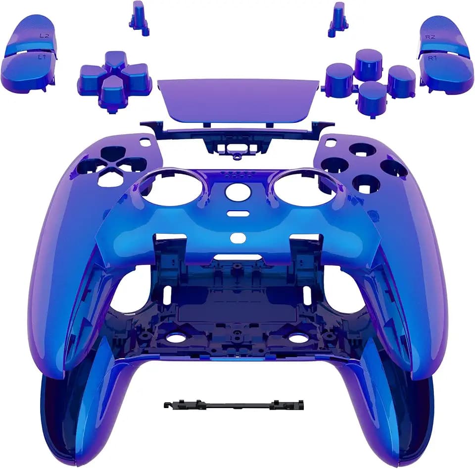 eXtremeRate Full Set Shell with Buttons Touchpad Compatible with ps5 Edge Controller, Chameleon Purple Blue Replacement Decorative Trim Shell Front Back Plates Compatible with ps5 Edge Controller