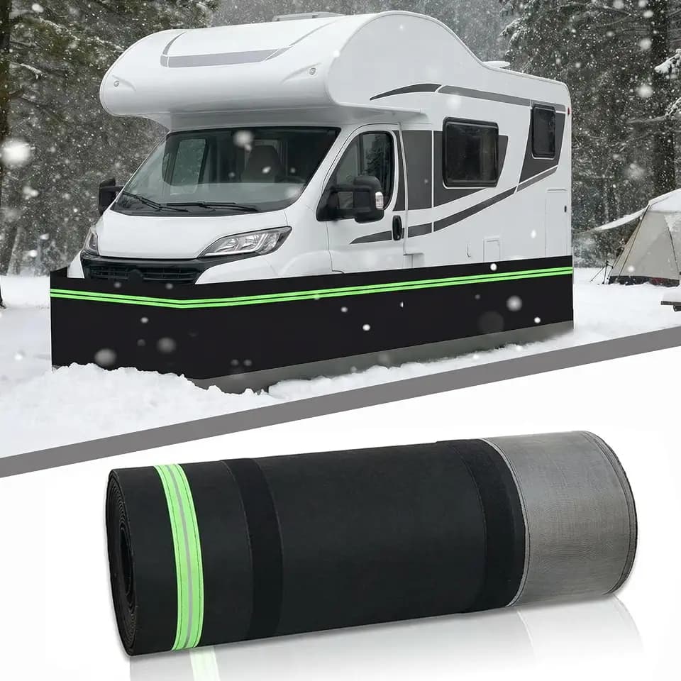 Easy Install RV Skirting for Winter - Camper Insulated Skirt with Combination Lock for Travel Trailers & 5th Wheels, with Steel Mesh, Reflective Strips, Double Velcro (Black, 2.62 x 72.2 ft)