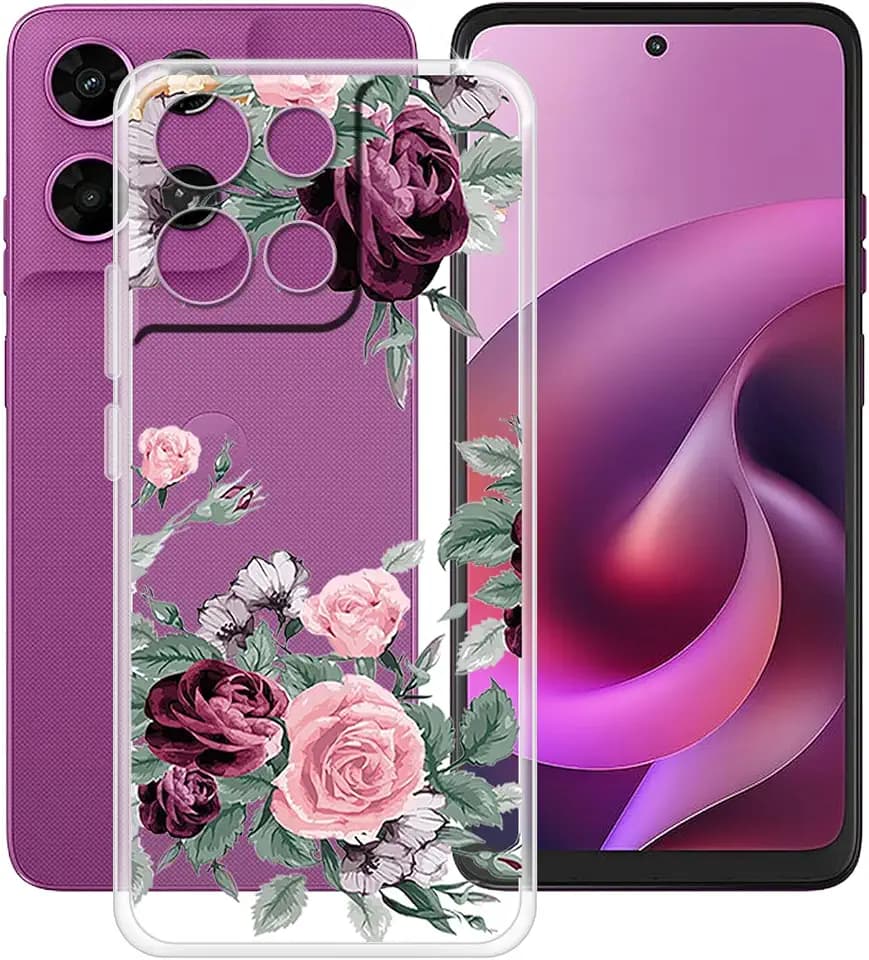 Phone Case for Motorola Moto G 2026 (6.70"), Clear TPU Soft Silicone Cover [Ultra-Thin X Anti Yellow] Shockproof Anti-Drop Protective Shell Cover for Motorola Moto G 2026 - Red Rose