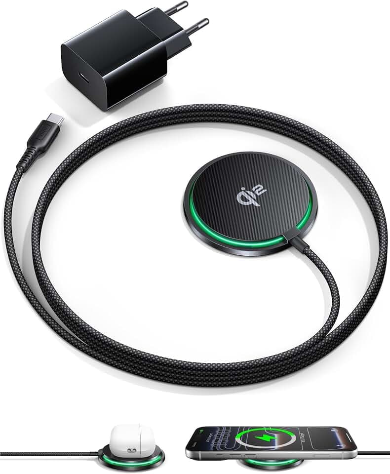 INIU Mag-Safe Ladegerät, 15W Qi2-Zertifiziertes Wireless Charger