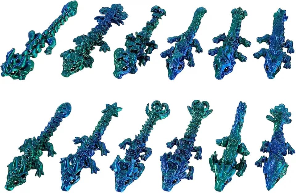 PLUSHCEWT 12Pcs 3D Gedruckter Drache, Flexibler Dragon Fidget Spielzeug