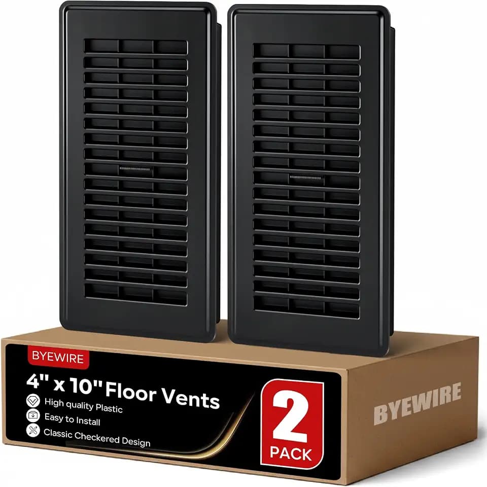 Floor Vent Covers 4X10, Plastic Floor Register, for Home Floor Sidewall Office or Ceiling Vent, Vent Covers for Home Floor 2 Pack, Black