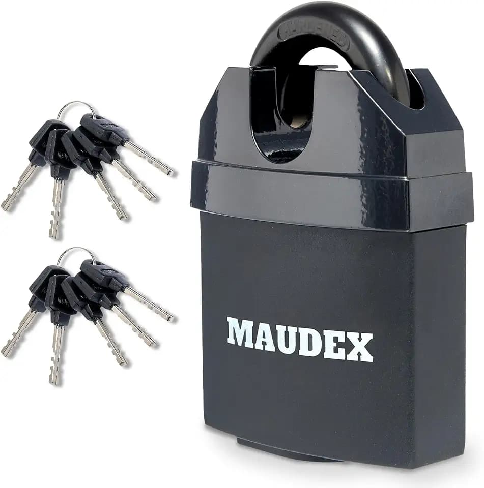 Maudex® MDL60 High Security Padlock for Outdoor Use - [10 Keys] - [Anti Drill, Anti Pick Cylinder] - Ideal Lock for Storage Unit, Shed, Gate, Container with 0.67” Shackle Clearance