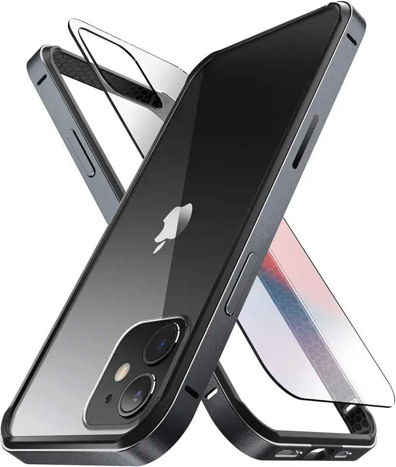 SUPCASE Unicorn Beetle Edge Series Slim Metallrahmen Case mit TPU Innenbumper für 6,1 Zoll iPhone 12/12 Pro (2020), Schwarz