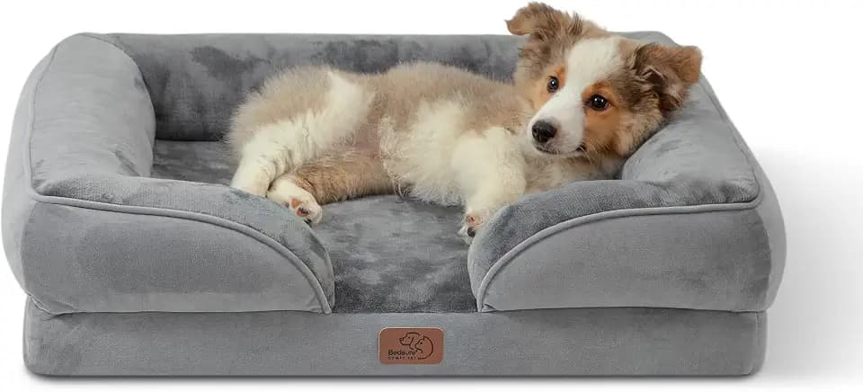 BEDSURE orthopädisches Hundebett ergonomisches Hundesofa, 71x58cm, grau