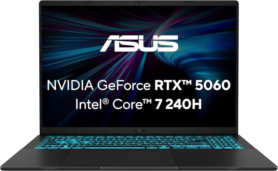 ASUS V16 V3607VM Gaming Laptop | 16" WUXGA 16:10 144Hz IPS Display | Intel Core 7 240H | 16GB RAM | 1TB SSD | NVIDIA RTX 5060 | Win11 Home | QWERTZ | Black | 3Monate GamePass