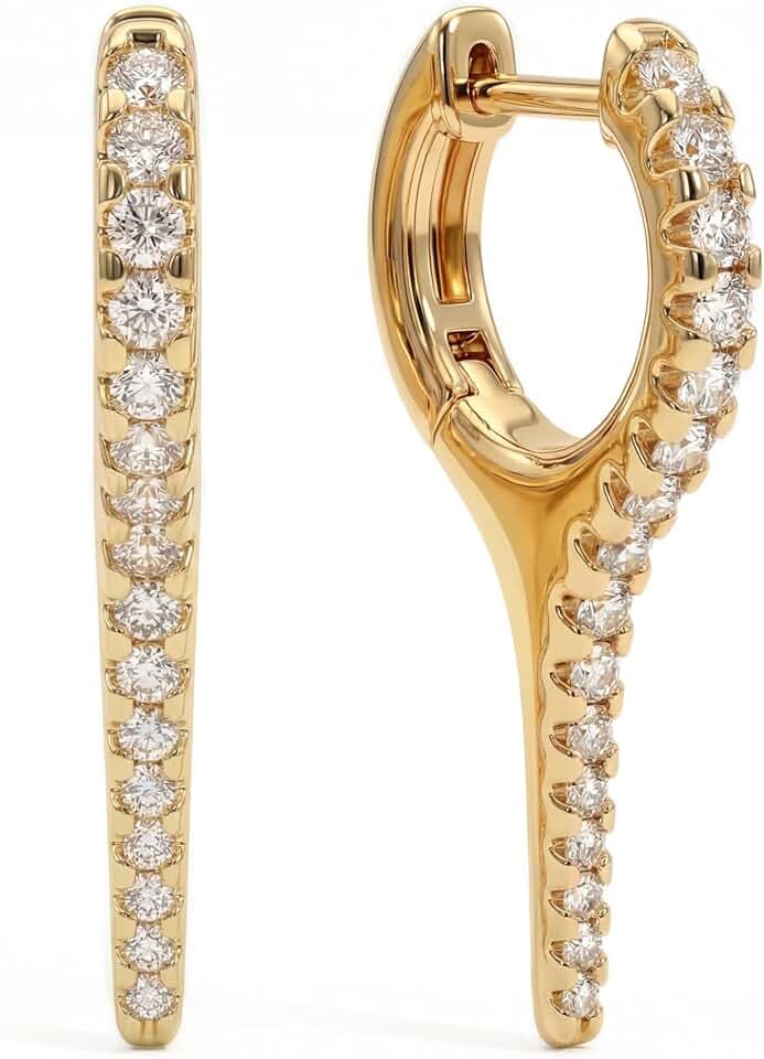 MYEARS Gold Hoop Earrings for Women 14K Gold Plated Turquoise White Cubic Zirconia Stones Huggie Spike Earrings Jewelry for Women Trendy