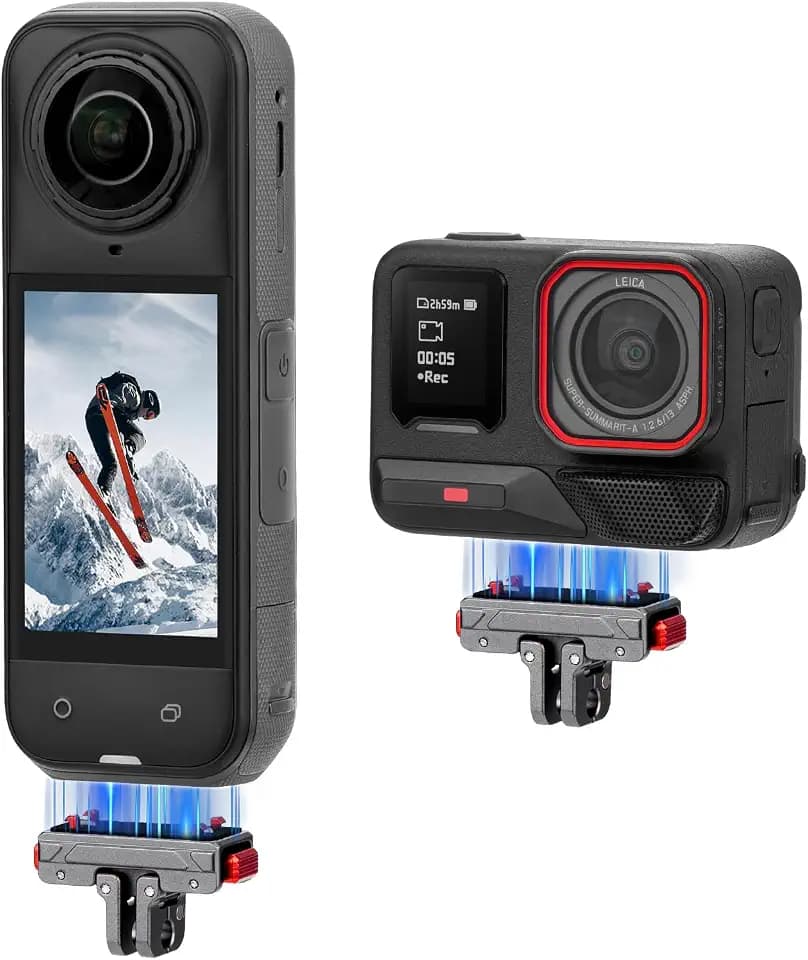 X5 Magnetic Quick Release Base for Insta360 X5/X6, Aluminum Alloy Mount for Insta 360 Ace Pro 2/Ace Pro/Ace, with 1/4”Threaded Hole & Foldable Action Camera Adapter Accessories(Not for X4/X3)