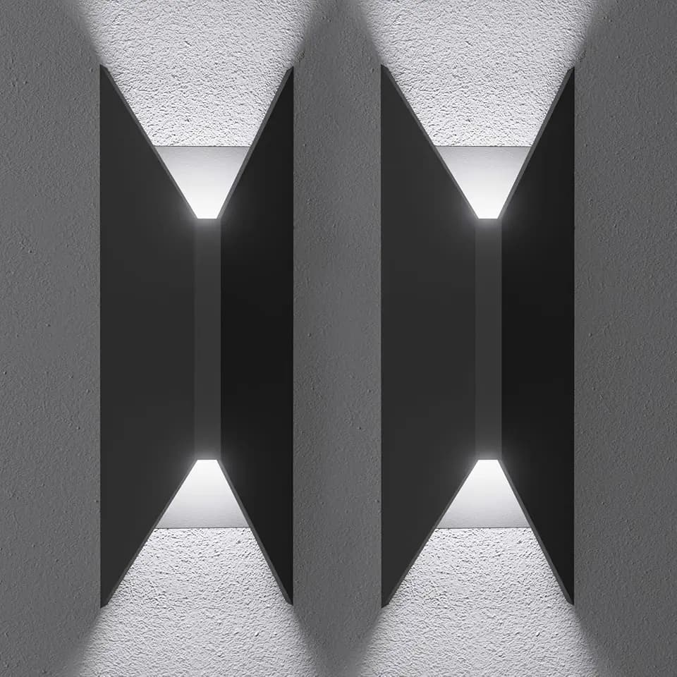 rosykite 14" LED Outdoor Wall Sconce, 5CCT Dimmable 22W Up Down Wall Light