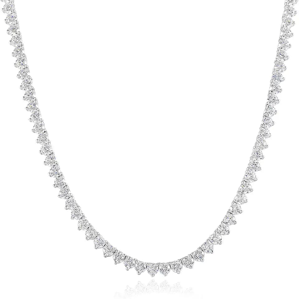 Graduated Tennis Necklace for Women Men 18K White Gold Plated 5A 4.0mm 3 Prong Round Cubic Zirconia Cut Faux Diamond tennis chain | Exquisite festival gifts | Sizes 16-24"