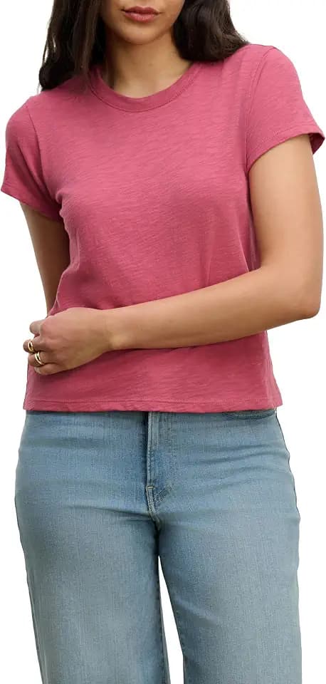 Velvet by Graham & Spencer Women's Marie Velvet Originals Tee, Garnet, Large