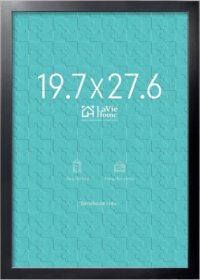 LaVie Home 19.7x27.6 Picture Frame Black, Puzzles Frame for Wall Decoration, Classic Black Minimalist Style Suitable for Decorating Houses, Offices, Hotels, Puzzles Posters Photos or Artwork（1 Pack）