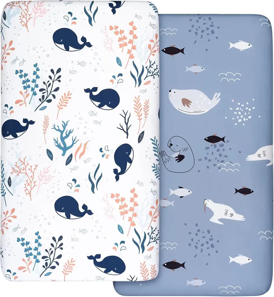 GLLQUEN 2er Pack Baby Spannbettlaken 120x60cm Mikrofaser Öko-Tex Kinderbett