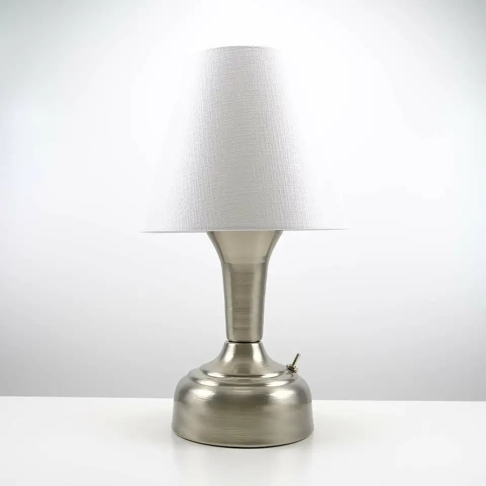 julal Hotel Table Lamp Battery Powered Operated Lighting Vintage Design Light Bedside Lamp Restaurant (Silver-White)