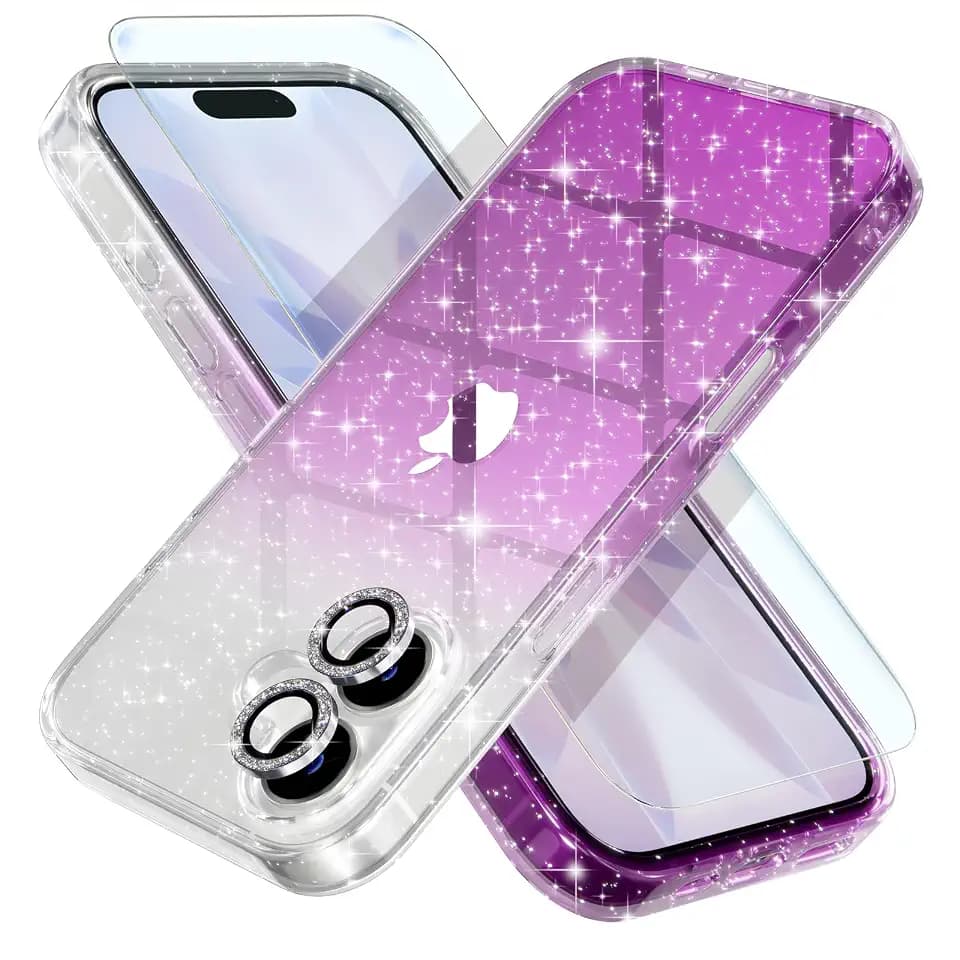 Choiche for iPhone 17 Case Clear Women (Glitter Clear/Purple)