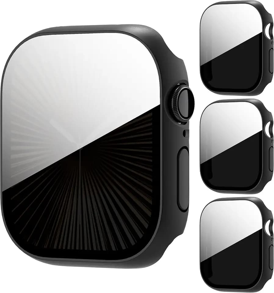 3-Pack Privacy Anti Spy Case for Apple Watch Series 6/5/4/SE/SE 3 44mm, Protective Face Cover with Anti-Peeping Tempered Glass Screen Protector, Ultra Thin Hard PC Bumper Cover for iwatch 44mm,Black