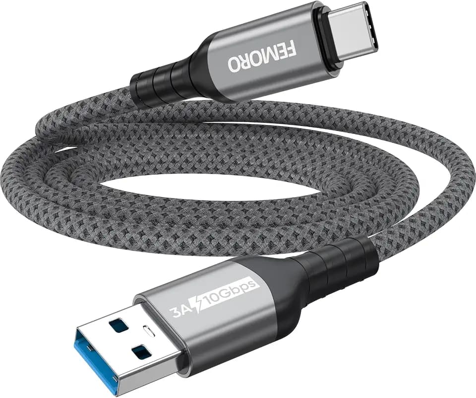 USB A to USB C Data Cable, 10Gbps Data Transfer & 18W Charging Cord, 6ft