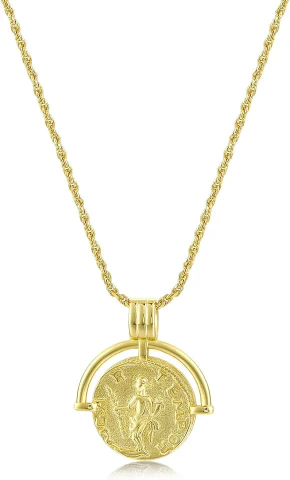 FRUMOS Dainty Layered Choker Necklace 18k gold Plated Y Pendant Commemorative coin Necklace Multilayer Bar Disc Necklace Adjustable Layering Choker Necklaces fashion jewelry for Women Girls