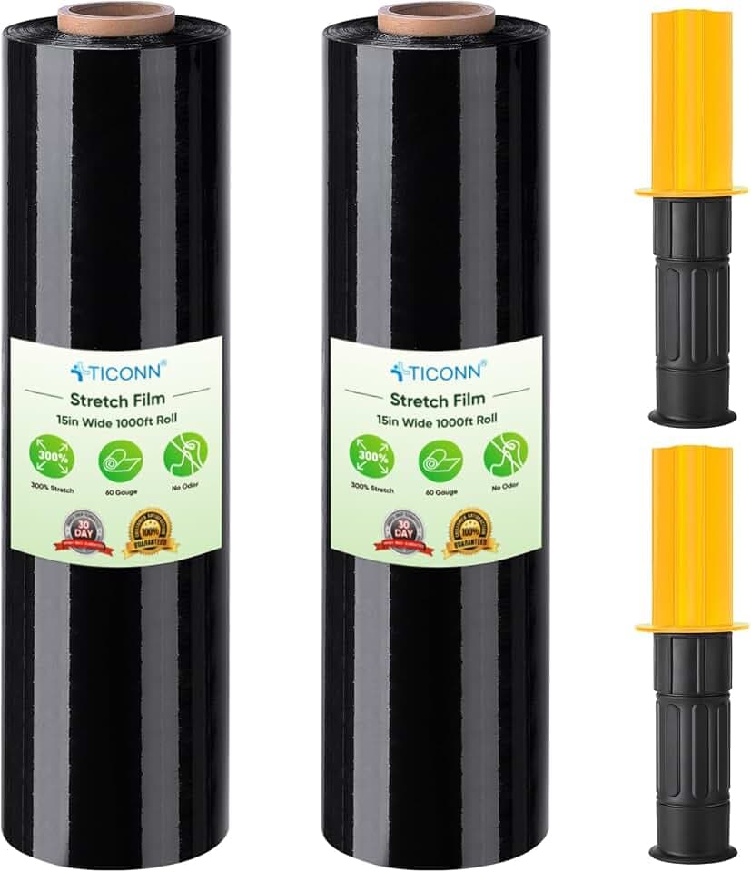 TICONN Stretch Wrap Roll, 15 in x 1000 ft Plastic Wrap for Moving Furniture
