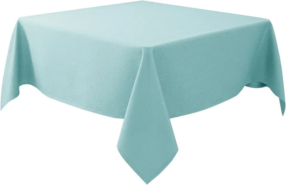 Textured Square Tablecloth-Fabric Outdoor Card Table Cloth-Auqa Blue 54x54"