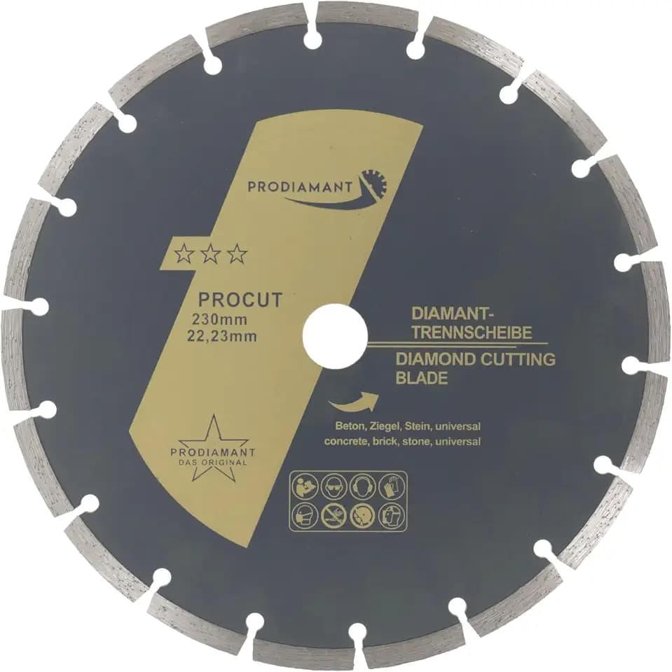 PRODIAMANT Diamanttrennscheibe 230mm universal Trennscheibe für Stein, Beton, Granit, Mauerwerk, Ziegel Zubehör Winkelschleifer