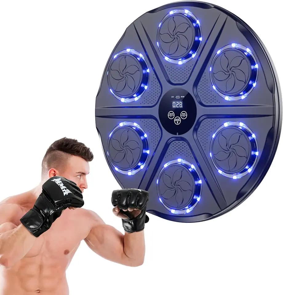 Music Boxing Machine für Erwachsene - LED Licht Elektronische Boxmaschine mit Musik Boxen mit Boxhandschuh - Bluetooth Musical Musikboxing Maschine mit 12 Geschwindigkeitsmodi und Zählmodus