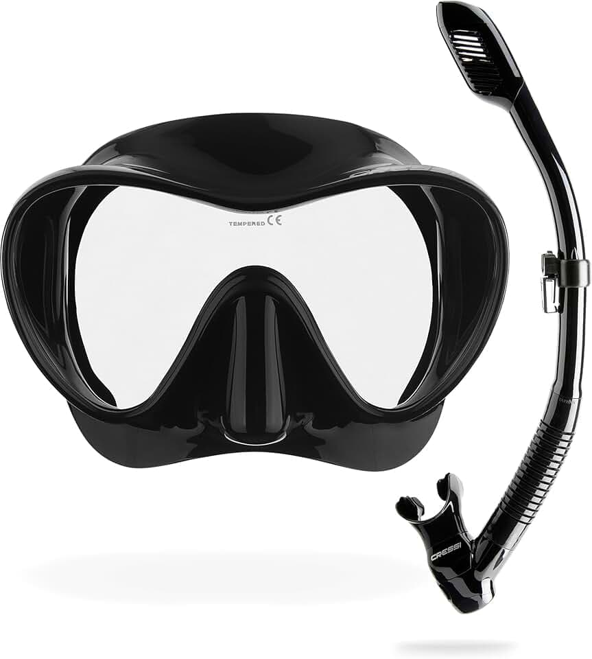 Cressi F1 Tauchmaske oder Combo Schnorchelset - Rahmenloses Gehärtetes Glas - Tauchermaske Erwachsene aus 100 Prozent Silikon - Verstellbare Schnallen für Schnorchel & Tauchen