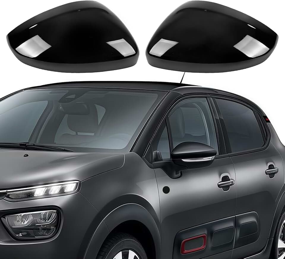 1 Paar Spiegelkappen Ersatz für Citroen C3 2016-2023 Schwarz