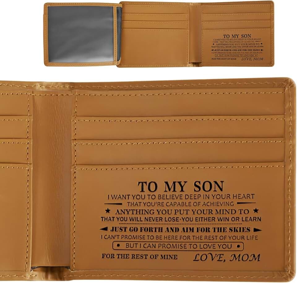 To My Son Gifts, Personalized Leather Wallet For Son From Mom, Blocking Bifold Stylish Wallet For Men - Christmas Birthday Gift From Mom And Dad