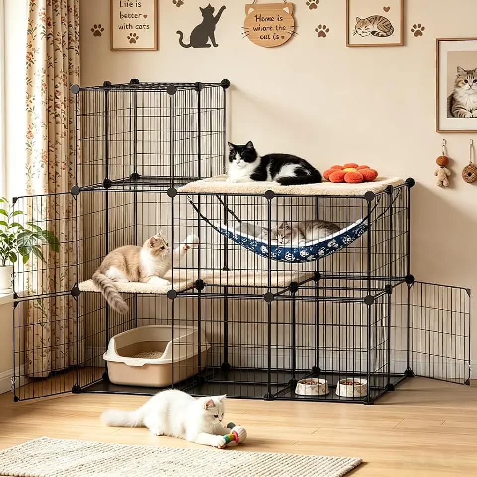 COMHOMA Cat Cage DIY Cat Enclosures Catio for Kitten (41"x 27"x 41")